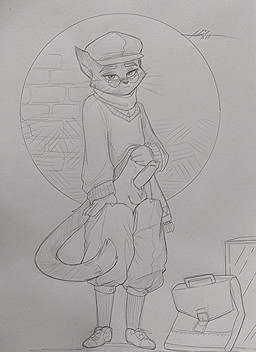 4_fingers adolescent adolescent_anthro animal_genitalia anthro balls bottomwear bottomwear_down briefcase clothed clothed_anthro clothed_male clothing clothing_lift erection eyebrows eyewear fingers flat_cap footwear genitals glasses hat headgear headwear looking_at_viewer male male_adolescent male_anthro open_bottomwear open_clothing open_pants pants pants_down partially_clothed penis scarf sheath shirt shoes simple_background socks solo sweater sweater_lift topwear wearing_glasses whiskers young cafeabril lackadaisy mordecai_heller domestic_cat felid feline felis mammal 2024 black_and_white full-length_portrait graphite_(artwork) hi_res monochrome portrait signature traditional_media_(artwork)