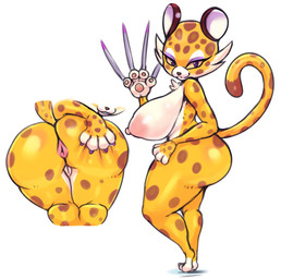 anthro anus areola big_breasts big_butt breasts butt claws countershading curvy_figure dipstick_tail erect_nipples eyelashes eyeshadow female fur genitals makeup markings multicolored_body multicolored_fur narrowed_eyes nipples orange_body orange_fur pawpads paws pink_anus pink_areola purple_eyes solo spots spread_anus spreading tail tail_markings tuft vulva white_body white_fur wide_hips yellow_sclera matospectoru kirby_(series) kirby_and_the_forgotten_land nintendo clawroline felid leopard mammal pantherine hi_res