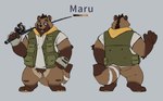 anthro brown_body clothing fishing_rod hoodie humanoid_hands kemono male overweight overweight_male simple_background solo topwear racoonwolf canid canine mammal raccoon_dog tanuki 2022 hi_res model_sheet