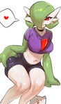 big_breasts breasts clothed clothing curvy_figure female hair hair_over_eye heart_symbol midriff not_furry one_eye_obstructed red_eyes simple_background skindentation solo squish thick_thighs thigh_pinch thigh_squish voluptuous nia4294 nintendo pokemon gardevoir generation_3_pokemon humanoid mammal pokemon_(species) absurd_res hi_res