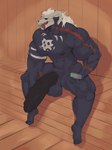 balls barazoku biceps big_balls big_muscles big_penis black_body bone deltoids erection genitals hair horn huge_balls huge_penis hyper hyper_genitalia hyper_penis male markings muscular muscular_male nipples penis sauna sitting skull skull_head solo trapezius vein veiny_penis white_hair 61frand wulfdread_(skullhimbo) demon detailed hi_res
