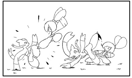 action_pose ambiguous_gender anthro barefoot black_eyes block border clothed clothing dodging duo feet female fight flying_kick hair kick midair ponytail ponytail_ears pose simple_background white_background white_border usagibun1 nintendo pokemon tuqiu_(usagibun1) generation_5_pokemon lagomorph leporid mammal mienshao pokemon_(species) rabbit 2025 black_and_white comic digital_media_(artwork) monochrome sketch