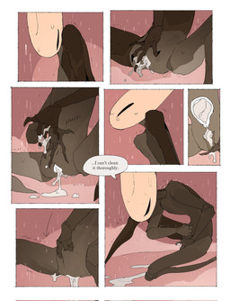 after_sex anthro bathing biped black_body bodily_fluids cum cum_drip cum_from_vagina cum_in_uterus cum_in_vagina cum_inside dialogue dripping female fingering genital_fluids horn internal internal_vaginal segmented_body showering solo speech_bubble squeezing_belly sweat text uterus vaginal vaginal_fingering wet wet_body justdog hollow_knight:_silksong hollow_knight_(franchise) team_cherry hornet_(hollow_knight) arachnid arthropod spider 2026 comic english_text hi_res