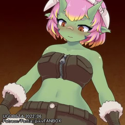 accessory areola assisted_exposure bandage big_breasts blush bodily_fluids bone bottomwear breast_fondling breast_grab breast_play breast_squeeze breasts clothed clothing duo erection female female_focus fondling fur_trim_(clothing) genitals green_body green_skin hair hand_on_breast headband headgear horn male male/female midriff nipples open_mouth penis pockets red_eyes sample sex short_hair shorts simple_background solo_focus squeezing sweat text titfuck tomboy topwear unzipped unzipping zipper rmtwo canari_(rmtwo) human humanoid mammal 1:1 2d_animation animated censored digital_media_(artwork) mosaic_censorship motion_tweening short_playtime sound video