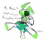 3_legs blush dialogue female first_person_view looking_at_viewer low-angle_view machine not_furry simple_background solo talking_to_viewer text thin_thighs white_background welp my_life_as_a_teenage_robot nickelodeon anon anonymous xj-6 robot digital_media_(artwork) english_text