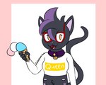 anthro breasts clothed clothing crop_top dessert dropping_food female food ice_cream ice_cream_cone oblivious shirt smile solo topwear pixiecatsupreme cloe_(pixiecatsupreme) domestic_cat european_shorthair felid feline felis mammal digital_media_(artwork) hi_res