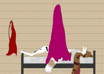 anthro bandage big_penis eye_scar facial_scar genitals huge_penis humor hyper hyper_genitalia hyper_penis male penis scar sleeping solo striped_body stripes text wings paillanos tjat_(paillanos) patchwork_creature absurd_res english_text hi_res