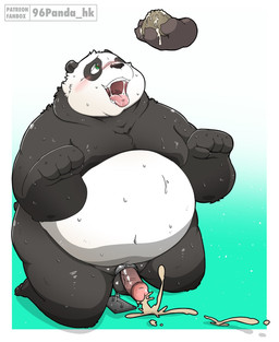 anthro balls bdsm begging begging_pose belly black_body blush bodily_fluids bondage bound chain chained cum cum_on_food cum_on_ground duo ejaculation erection food food_fetish food_play genital_fluids genitals humanoid_genitalia humanoid_hands humanoid_penis kemono male moobs overweight overweight_male penis penis_bondage plantigrade pose sweat tongue tongue_out white_body 96panda dreamworks kung_fu_panda master_po_ping bear giant_panda mammal 2021 hi_res