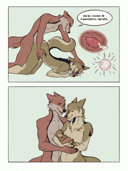 5_fingers adult_on_adult ahegao ambiguous_gender anthro anthro_on_anthro anthro_penetrated anthro_penetrating anthro_penetrating_anthro ass_up black_nose bodily_fluids breasts brown_body brown_fur butt claws cradling cum cum_in_vagina cum_inside dialogue family fangs female female_penetrated finger_claws fingers fur genital_fluids genitals good_parenting group humanoid_hands impregnation internal looking_pleasured male male/female male_penetrating male_penetrating_female natural navel neonate nonsexualized_young nude ovum penetration penile penile_penetration penis penis_in_vagina praise sex smile speech_bubble sperm_cell teeth text tongue tongue_out trio vaginal vaginal_penetration young young_ambiguous tntkl gene_kruger zeeah_(characters) canid canine canis coyote mammal 2023 comic english_text hi_res father_(lore) father_and_child_(lore) mother_(lore) mother_and_child_(lore) parent_(lore) parent_and_child_(lore)