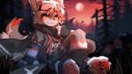 4_fingers anthro belt biped blurred_background bottomwear claws clothing coat eyewear eyewear_on_head feet fingerless_gloves fingers fluffy fluffy_tail forest forest_background fur gloves goggles goggles_on_head grass grey_body grey_fur handwear hindpaw kemono light looking_at_viewer male multicolored_body multicolored_fur nature nature_background outside pawpads paws plant print_clothing print_shirt print_topwear scarf shirt shorts sitting sitting_on_grass solo sunlight sunset tail text text_on_clothing text_on_shirt text_on_topwear toe_claws topwear tree white_body white_clothing white_fur white_shirt white_topwear yellow_eyes hlg7777 zinosama canid canine canis domestic_dog hybrid mammal wolf wolfdog 2025 chinese_text digital_drawing_(artwork) digital_media_(artwork) shaded wallpaper