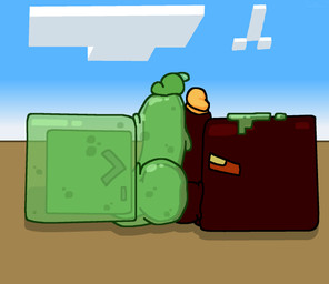 balls balls_touching duo frottage genitals glans green_glans green_penis male male/male maroon_penis orange_glans penile penis penises_touching sex slime_cum yolka microsoft minecraft mojang xbox_game_studios magma_cube slime_(minecraft) hi_res