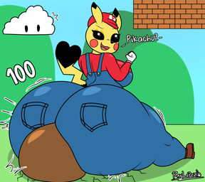 anthro anthrofied big_butt black_eyes black_nose black_sclera blush blush_lines breasts bubble_butt butt butt_crush butt_focus clothed clothed_female clothing cloud cracks dialogue eyebrows eyelashes eyeshadow facesitting female gloves handwear heart_symbol huge_butt hyper hyper_butt looking_back looking_down looking_pleasured makeup number onomatopoeia open_mouth shortstack shortstack_female sitting sitting_on_another solo sound_effects tail text thick_thighs yellow_body yellow_skin yellow_tail raylopez mario_bros nintendo pokemon mario_(cosplay) generation_1_pokemon goomba humanoid pikachu pokemon_(species) 2025 artist_name comic digital_drawing_(artwork) digital_media_(artwork) hi_res signature
