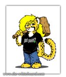 anthro blonde_hair clothed clothing countershading female fur hair hammer markings pink_nose solo spots spotted_body spotted_fur tools yellow_body yellow_fur young young_female doc_nickel the_whiteboard kasi_(the_whiteboard) cheetah felid feline mammal low_res