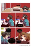 2:3 bastriw bed bedroom book brown_eyes canid canine canis clothing comic dani_(bastriw) dialogue domestic_dog english_text female fernando_(bastriw) flashback furniture hi_res male mammal studying text url young