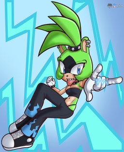 anthro blue_eyes breasts cleavage clothed clothing female female_anthro green_body multicolored_body outfit_change piercing solo tongue tongue_out two_tone_body fourssss idw_publishing sega sonic_the_hedgehog_(comics) sonic_the_hedgehog_(idw) sonic_the_hedgehog_(series) surge_the_tenrec afrosoricid mammal tenrec 2025 digital_drawing_(artwork) digital_media_(artwork) hi_res