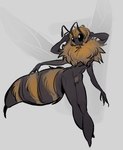 4_arms antennae_(anatomy) anthro arthropod_abdomen big_tail biped black_body blonde_hair breasts compound_eyes crotch_tuft featureless_breasts featureless_feet feet female fluffy fluffy_tail fur hair hands_behind_head huge_tail insect_wings long_legs multi_arm multi_limb non-mammal_breasts pose ruff short_hair simple_background small_breasts solo stinger tail tuft wings yellow_body yellow_fur infezmite arthropod bee hymenopteran insect