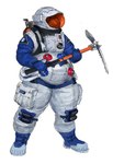 ambiguous_gender anthro armor blue_clothing boots clothed clothing footwear fully_clothed headgear helmet holding_object holding_pickaxe holding_tool overweight overweight_anthro pickaxe pose science_fiction shoes simple_background solo spacesuit standing tools visor white_background white_clothing cettus serafina_(cettus) felid mammal pantherine 2022 hi_res female_(lore)