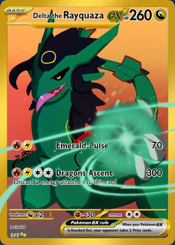 anthro aura breasts female flying hair pokemon_card simple_background solo text deltatel mythology nintendo pokemon delta_kazarashi femdel_(deltatel) dragon generation_3_pokemon legendary_pokemon mythological_creature mythological_scalie pokemon_(species) rayquaza scalie english_text