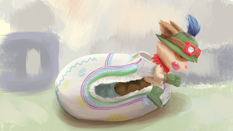 anthro diaper excessive_feces feces hyper hyper_feces hyper_soiling leg_guard_peekage male pooping side_view soiled_diaper soiling soiling_diaper solo unclean_diaper used_diaper using_diaper chaptude league_of_legends riot_games tencent teemo_(lol) absurd_res hi_res