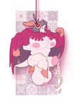 abs anthro balls biceps big_balls big_penis bodily_fluids candy cum dessert food genital_fluids genitals hanged huge_balls male multicolored_body muscular muscular_anthro muscular_male nipples paper pattern_background pecs penis pinata red_body serious serious_face simple_background solo tail tile white_body wings vaniwall nintendo pokemon avian generation_6_pokemon hawlucha pokemon_(species) absurd_res hi_res