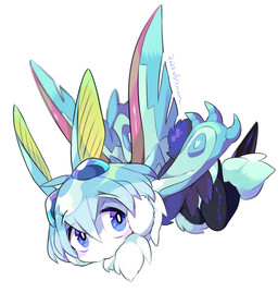 ambiguous_gender anthro blue_body blue_eyes blue_fur blue_hair fur hair neck_tuft simple_background solo tuft wings maru_show mothman_(maru_show) arthropod insect lepidopteran moth 2022 dated hi_res watermark male_(lore)