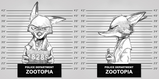anthro chart clothed clothing collar fur height_chart holding_object holding_sign imperial_unit jail_placard looking_at_viewer male mugshot number placard shock_collar sign solo suit text unit thewyvernsweaver disney zistopia zootopia nick_wilde canid canine fox mammal red_fox true_fox absurd_res digital_drawing_(artwork) digital_media_(artwork) english_text greyscale hi_res monochrome