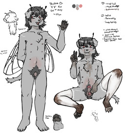 6_nipples animal_genitalia animal_vulva antennae_(anatomy) anthro biped black_hair canine_genitalia canine_vulva chest_tuft clothing collarbone color_swatch erection feces feces_on_clothing fur genitals gesture grey_body grey_fur hair hand_gesture herm humanoid_genitalia humanoid_penis intersex legwear legwear_only mostly_nude multi_nipple nipples nude_anthro nude_herm open_mouth open_smile pawpads penis pronouns sitting smile solo spread_vulva spreading standing tail text thigh_highs thigh_highs_only tuft v_sign vulva wings goldenhammer yuzu_(goldenhammer) arthropod canid canine canis domestic_dog insect mammal 2024 character_name digital_drawing_(artwork) digital_media_(artwork) english_description english_text full-length_portrait hi_res model_sheet portrait