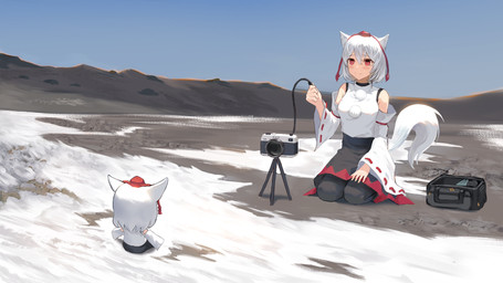 black_bottomwear black_clothing black_legwear black_pantyhose black_skirt bottomwear camera clothed clothed_female clothed_humanoid clothing female hair hat headgear headwear legwear pantyhose photography plushie red_clothing red_eyes red_hat red_headwear shirt short_hair sitting skirt smile snow solo tail tokin_hat topwear tripod white_clothing white_ears white_hair white_shirt white_tail white_topwear teasmacker fumo_(doll) touhou momiji_inubashiri animal_humanoid canid canid_humanoid canine canine_humanoid humanoid mammal mammal_humanoid wolf_humanoid 2021 hi_res