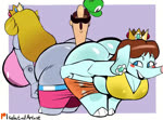 alternate_species anthro ass_to_ass bent_over between_butts big_breasts big_butt big_ears black_eyebrows blonde_hair blue_body blue_ears blue_eyes blue_eyeshadow blue_skin blush blush_stickers bottomwear bottomwear_down breasts brown_hair butt butt_bump butt_cleavage butt_crush butt_jiggle butt_slam butt_smother cleavage clothed clothing crop_top crown dominant dominant_female duo elephant_toes eyebrows eyelashes eyes_closed eyeshadow female female/female gold_crown grey_body grey_skin grin group hair hand_on_hip hands_on_hips headgear huge_breasts huge_butt jiggling larger_anthro larger_female long_hair makeup male male/female midriff onomatopoeia orange_bottomwear orange_clothing orange_pants pants pants_down partially_clothed pink_bottomwear pink_clothing pink_crop_top pink_pants pink_shirt pink_topwear pulling_pants_down purple_eyeshadow rear_view shirt short_hair size_difference smaller_human smaller_male smile smothering sound_effects submissive submissive_male teeth teeth_showing text topwear trio trunk two_against_one yellow_clothing yellow_crop_top yellow_shirt yellow_topwear isolatedartest 3_dog_band mario_bros nintendo super_mario_bros_wonder elephant_daisy elephant_peach luigi princess_daisy princess_peach elephant elephantid human mammal proboscidean 2023 animated no_sound short_playtime webm