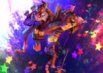 abs anthro anthro_on_anthro blush carrying_another duo fireworks hand_on_butt kissing male male/male muscular galgard dreamworks madagascar_(series) alex_(madagascar) vitaly_(madagascar) felid lion mammal pantherine tiger colorful_theme digital_media_(artwork) digital_painting_(artwork) painting_(artwork)