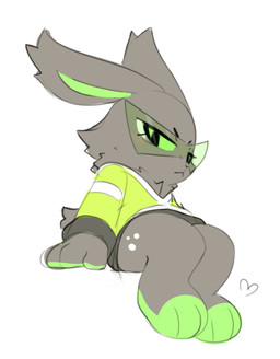 3_toes 4_fingers anthro blush blush_lines cheek_tuft chest_tuft clothed clothing eyebrows eyewear facial_tuft feet female fingers fur green_clothing green_eyes green_eyewear green_inner_ear green_jacket green_palms green_sclera green_soles green_sunglasses green_toes green_topwear grey_body grey_fur heart_symbol jacket looking_at_viewer markings pink_nose pointy_sunglasses scut_tail short_tail simple_background solo spots spotted_markings sunglasses tail toes topwear tuft white_background kekitopu bombun dynabun_(kekitopu) lagomorph leporid mammal rabbit 2025 absurd_res colored_sketch hi_res sketch
