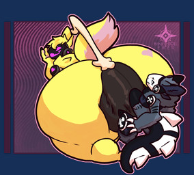 anthro anus big_bulge big_butt bodily_fluids bulge bulge_grinding butt clothing cum cum_in_clothing cum_in_underwear cum_through_clothing cum_through_underwear duo flustered genital_fluids hot_dogging huge_bulge huge_butt hyper hyper_bulge hyper_butt machine male male/male puffy_anus sex size_difference smug teasing underwear wet wet_clothing wet_underwear kokoro-doll sockstepprotogen protogen alpha_channel