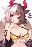 big_breasts breasts female heart_symbol horn red_eyes solo チーズロル_(artist) touhou urumi_ushizaki animal_humanoid bovid bovid_humanoid bovine bovine_humanoid cattle_humanoid humanoid mammal mammal_humanoid