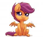 2014 cub equine evehly female friendship_is_magic fur hair mammal my_little_pony orange_fur pegasus plain_background purple_eyes purple_hair scootaloo_(mlp) sitting smile solo white_background wings young
Rating: Safe
Score: 6
User: Nyteshade
Date: March 29, 2014