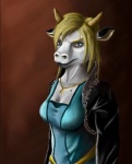 anthro blonde_hair blue_eyes female fur hair solo white_body white_fur atinka8 blizzard_entertainment warcraft kate_(character) bovid bovine mammal tauren