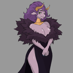 anthro clothing female fur_boa green_eyes horn multi_eye solo avariceandlust_(artist) sucker_for_love sucker_for_love:date_to_die_for rhok'zan_(sucker_for_love) shub-niggurath_(h.p._lovecraft) 1:1