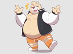 4_fingers anthro belly blush bottomwear clothed clothing fingers footwear grey_background humanoid_hands jacket male navel open_clothing open_jacket open_mouth open_topwear orange_bottomwear orange_clothing orange_pants overweight overweight_anthro overweight_male pants pink_tongue red_nose shoes simple_background slippers solo standing teeth tongue topwear white_slippers haroldsitofox breeze_in_the_clouds pile_(breeze_in_the_clouds) american_black_bear bear black_bear kermode_bear mammal ursine 2021 absurd_res hi_res