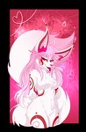 alternate_species anthro big_tail breasts chest_tuft crotch_tuft ear_piercing featureless_breasts female fur gradient_tail hair heart_symbol markings piercing pink_eyes pink_hair pink_nose redesign solo tail tongue tongue_out tuft white_body white_fur devyshirehell valdroxx_studios cristali_(character) canid canine fennec_fox fox mammal true_fox 2019 hi_res portrait three-quarter_portrait