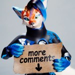 blue_body blue_fur blue_hair cardboard cloak clothing fur green_eyes hair latex male orange_body orange_fur pose posed smile smiley_face solo warm_lighting white_body white_fur daytia c4d canid canine fox mammal rexouium 3d_(artwork) cinema_4d_(artwork) digital_media_(artwork) hi_res