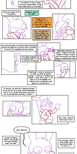 anthro clock clothing disgust eyelashes female fingers greeting hoodie purple_body shopping store text topwear watch sockdraw five_nights_at_freddy's roommates:motha scottgames beanie_(roommates) lagomorph leporid mammal rabbit 2025 absurd_res comic digital_media_(artwork) english_text hi_res