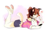 4_toes 5_fingers anthro barefoot breasts brown_hair eyebrows eyelashes feet female fingers hair open_mouth pawpads paws pink_pawpads smile soles solo teeth toes tongue wolflady danika_(wolflady) canid canine canis domestic_dog mammal 2021 digital_media_(artwork)