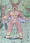 5_fingers abs anthro antlers barazoku biceps big_pecs black_nose blue_eyes bodily_fluids brown_body brown_fur chest_tuft cloven_hooves crying detailed_background fingers first_person_view flower fur grass happy heaven hooves horn looking_at_viewer male manly multicolored_body multicolored_fur muscular muscular_anthro muscular_arms muscular_legs muscular_male nature nature_background nude obliques pecs plant river rock solo tears tears_of_joy teary_eyes tree tuft dashthefox deer mammal 2024 colored_pencil_(artwork) detailed hi_res traditional_media_(artwork)