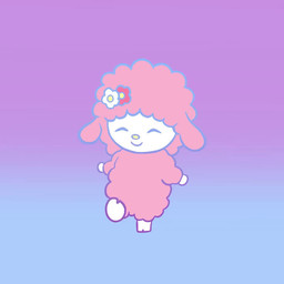:d ^_^ anthro chibi dancing eyes_closed female flower_accessory fur gradient_background happy hooves pink_body pink_fur simple_background smile solo white_body white_skin simski sanrio my_sweet_piano bovid caprine mammal sheep 1:1 2d_animation animated colored_line_art frame_by_frame loop no_sound short_playtime video