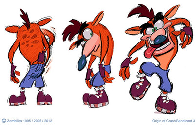 anthro bottomwear brown_hair clothed clothing fingerless_gloves footwear front_view gloves hair handwear looking_at_viewer looking_back male on_one_leg pants rear_view scratching_butt shoes simple_background smile solo standing text tongue tongue_out topless topless_male white_background charles_zembillas activision crash_bandicoot_(series) crash_bandicoot bandicoot mammal marsupial 1995 2005 digital_media_(artwork) english_text official_art