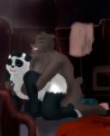 2018 anthro bear bodily_fluids breast_grab breasts brown_bear digital_media_(artwork) duo eyes_closed female female_penetrated fur giant_panda grizzly_bear hand_on_breast hi_res male male/female male_penetrating male_penetrating_female mammal missebony naturally_censored nude nurse penetration romantic romantic_couple sex smile sweat ursine vaginal