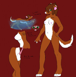 breasts brown_fur brown_hair female freckles fur green_eyes hair herm intersex male mammal mustelid navel nipples nude penis plain_background pussy red_background short_tail snappi solo weasel
Rating: Explicit
Score: 5
User: B_K
Date: October 04, 2011