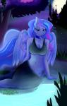 anthro breasts cleavage clothed clothing collar female horn moon night outside solo wings huckser friendship_is_magic hasbro my_little_pony mythology princess_luna_(mlp) equid equine mammal mythological_creature mythological_equine winged_unicorn absurd_res hi_res