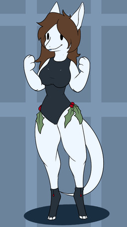 animated_gif anthro bouncing clothing female hair holly_(plant) long_hair one-piece_swimsuit plant smile solo sparks swimwear tail conditional_dnp elvche mammal marsupial animated digital_media_(artwork) short_playtime