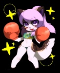 anthro boxing_gloves breasts chibi clothed clothing fangs female fur handwear looking_at_viewer navel open_mouth panties simple_background smile solo teeth tongue transparent_background underwear rekuuhh felid mammal alpha_channel