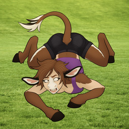 anthro ass_up big_nose brown_body brown_fur buckteeth female fur fur_growth growth hoof_hands hooves human_to_anthro light_body light_skin looking_back lying mid_transformation on_front raised_tail snout snout_growth species_transformation tail tail_growth teeth transformation wide_nose wide_snout wereren asinus donkey equid equine human humanoid mammal 1:1 hi_res